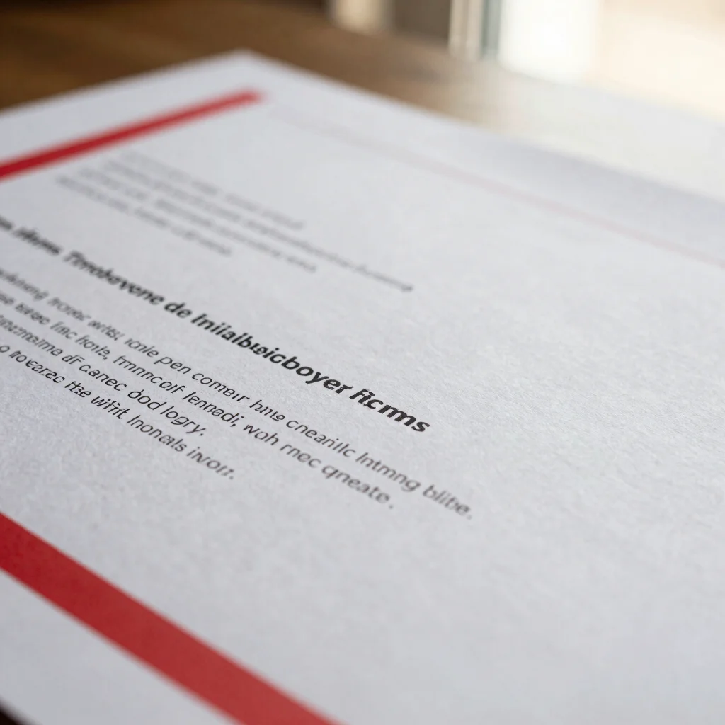 Close editorial detail of printed brand material on warm white pa