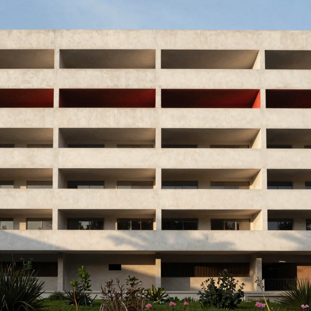 Contemporary Santiago architecture facade seen through a wide asy